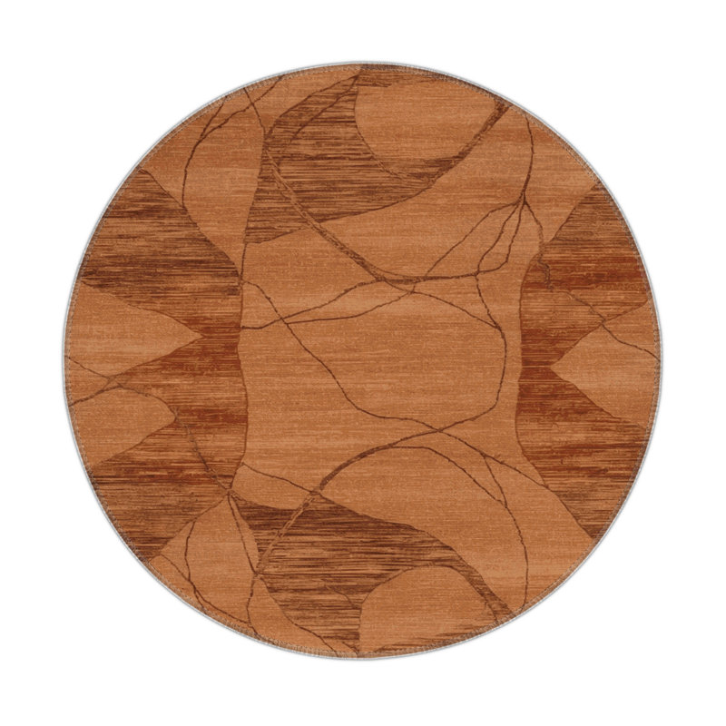 Tapis rose abstrait intérieur et extérieur, Rond 5 pi
