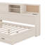 Lit de jour en bois pleine grandeur avec 3 tiroirs de rangement, tablette souple supérieure, tablette et ensemble de prises et ports USB
