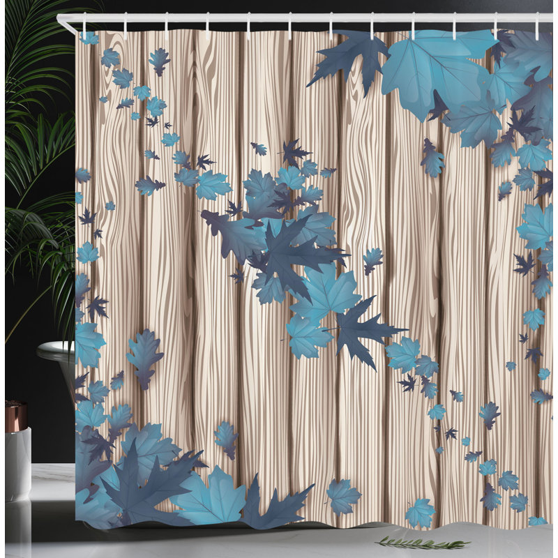Ensemble de rideau de douche et crochets Autumn, H 69 po x l 70 po, Bleu mer