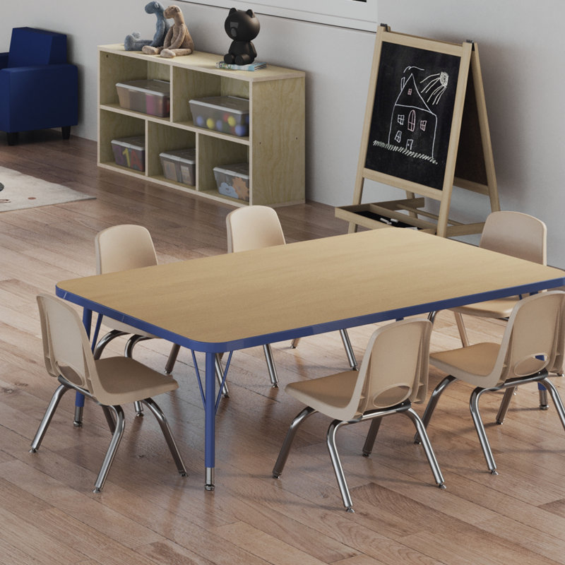 Chaise de classe empilable, 14", Sable, Coulisses à billes