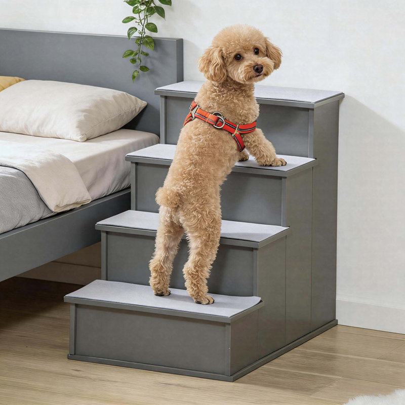 Small Dog Steps For Bed And Sofa, Pet Stairs With Soft Cushions, Removable Washable Covers