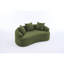 Canapé à compression, canapé courbé de style moderne pour petits espaces et appartements, chenille 30D sans assemblage, 3 coussins décoratifs. Vert.