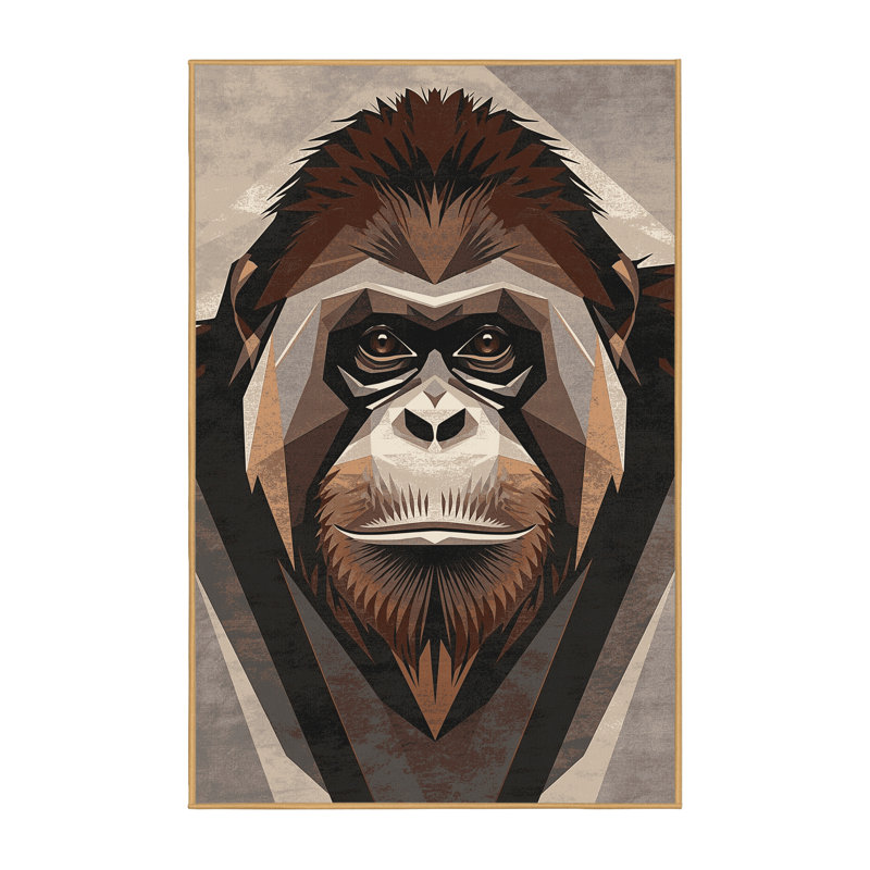 Machine Washable Pavli Orangutan Modern Geometric Rug in Brown – LightBrown Binding, 8x10