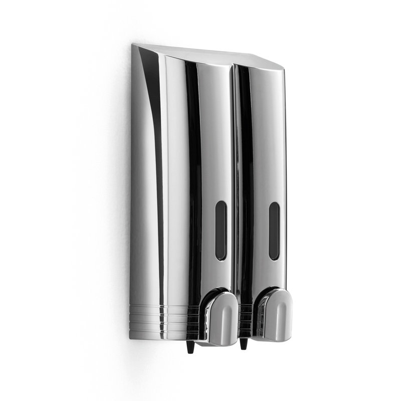Distributeur de savon double à fixation murale 5,3" x 9,7" en chrome Otel