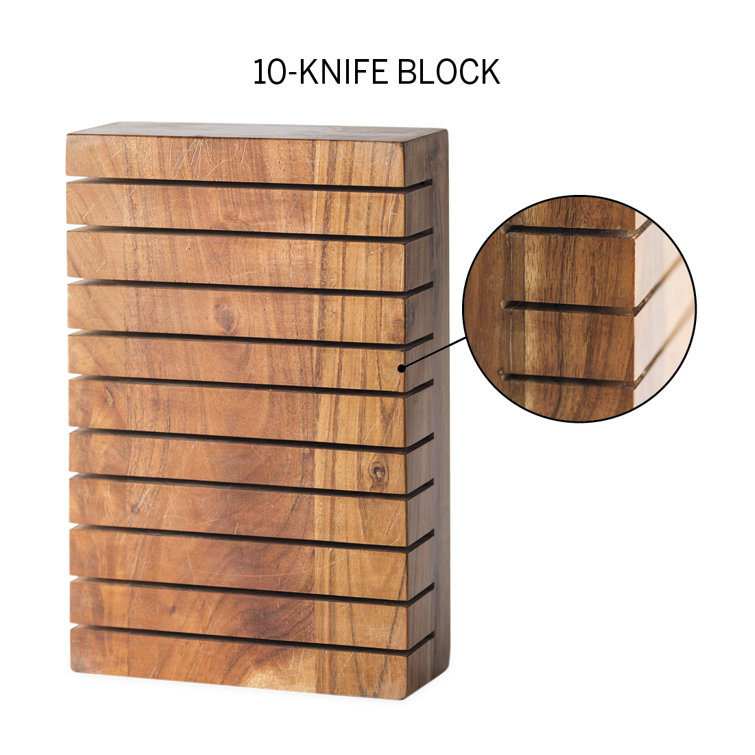 Wooden Kitchen Knife Block - Luxury Hand-Crafted Acacia Wood 8 Slot St –