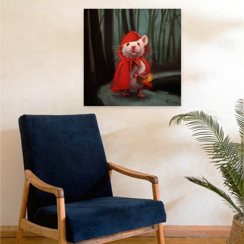 Petit art urbain contemporain rouge, H 24 po x l 24 po