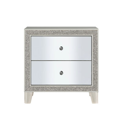 Champagne Colored Nightstand With Spacious Drawer Capacity Storage