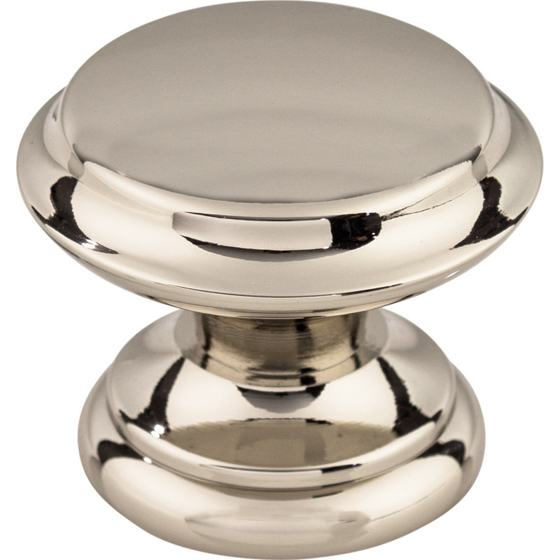 Flat Top 1 3/8" Diameter Round Knob, Polished Nickel