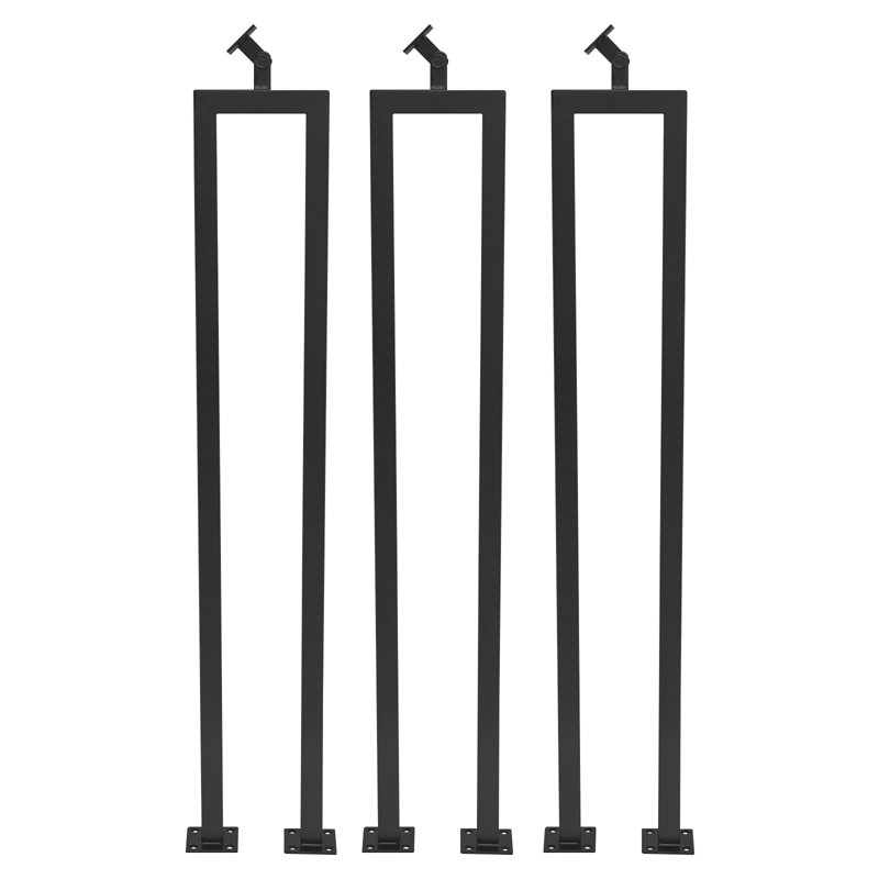 3 Pack Shape 36.02" Stair Balusters With Adjustable Top Bracket, Matte Black