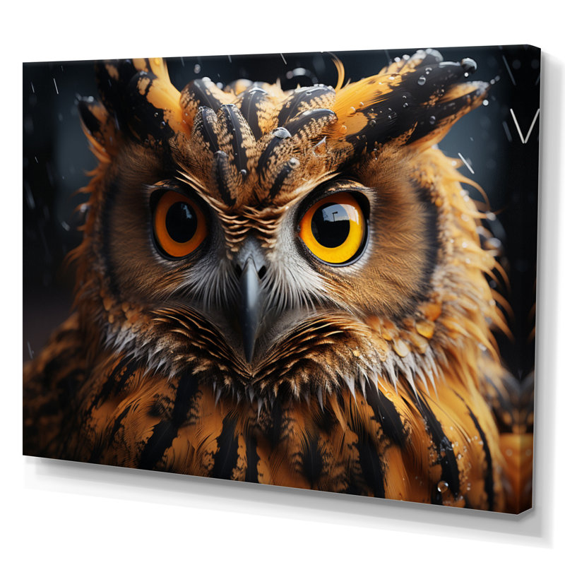 «Yellow Owl Wise Portrait IV», reproduction sur toile, H 30 po x l 40 po x P 1,5 po, Toile tendue