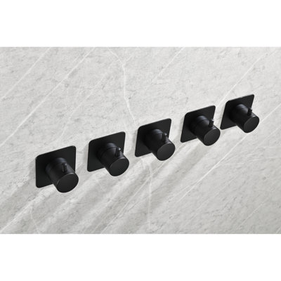 Valve de douche réglable noir mat - 3/4 po en métal coulé, poignée en laiton, résistance à la corrosion, antirouille, facile à assembler et à installer, réglage du volume réglable et configuration sans effort