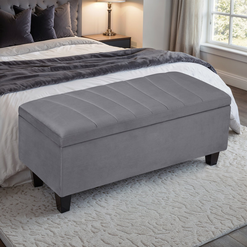 Sapphire Upholstered Ottoman Storage Bench, Grey