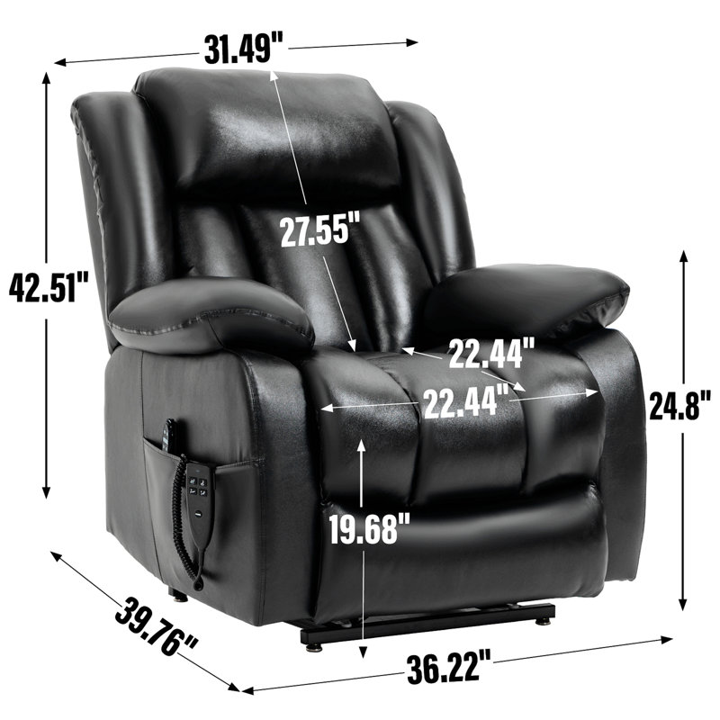 Dual Motor Infinite Position Up To 350 LBS Electric Medium Size Brown Power Lift Recliner Chair With 8-Point Vibration Massage And Lumbar Heating