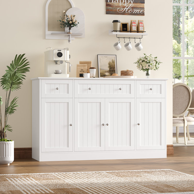 Buffet moderne 55,1 "avec tablettes réglables Arnolf, Blanc