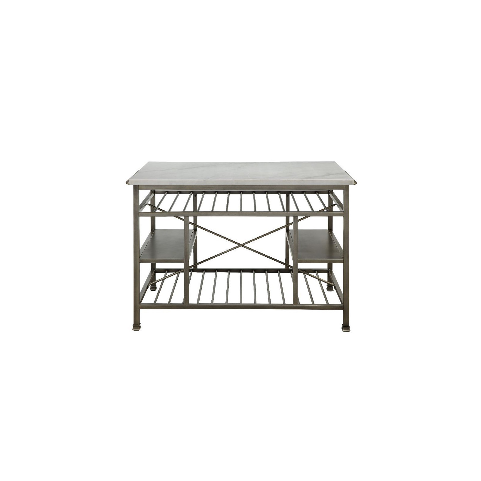 Hodder Marble Top Kitchen Island, Antique Pewter