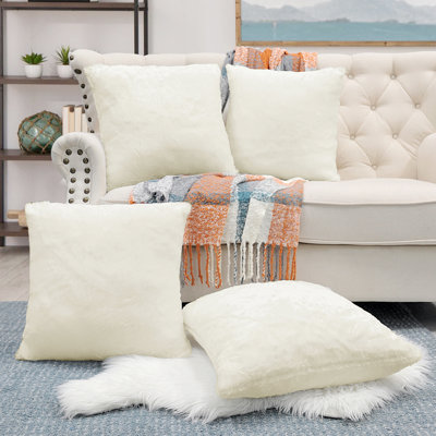 Housse de coussin réversible en fausse fourrure