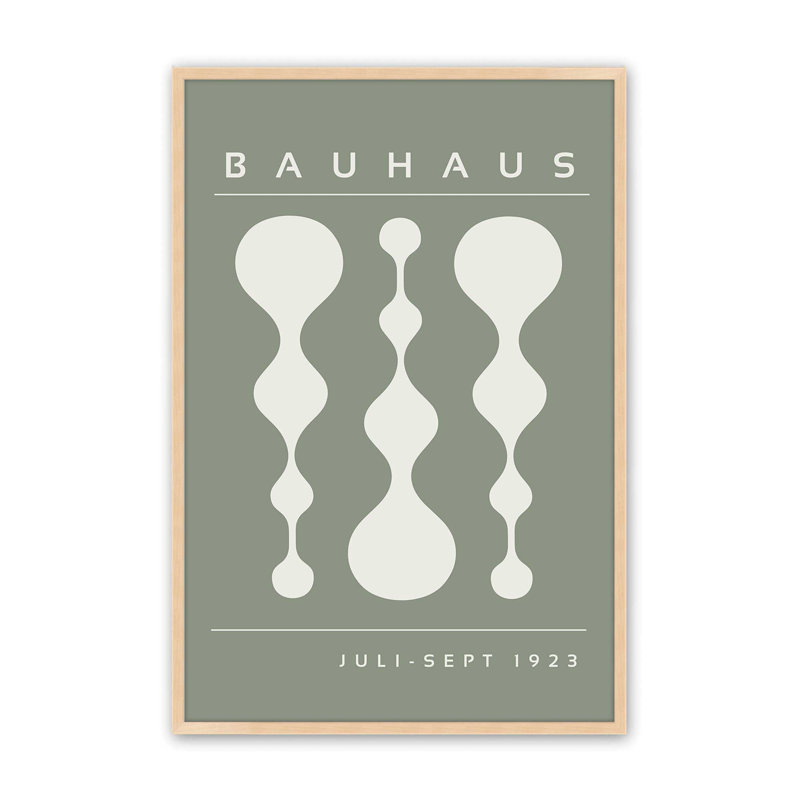 Green Retro Bauhaus Poster II Print, Framed Print without Mat, 11" H x 9" W x 1.25" D