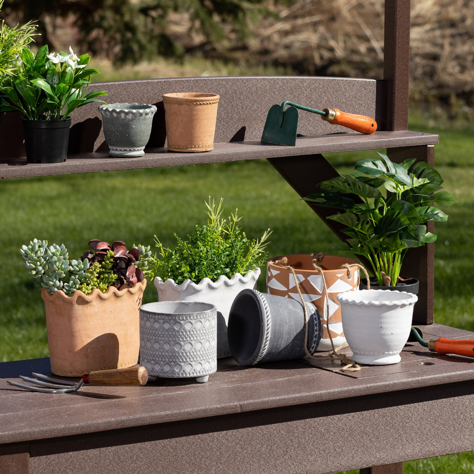 Quiller Pot Planter, Brown