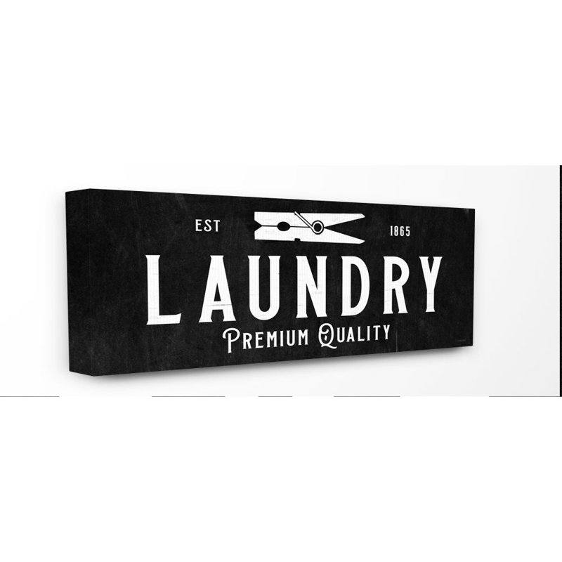 Impression sur toile, "rétro-linge texturé" design word, Toile tendue, H 10 po x l 24 po x P 1,5 po