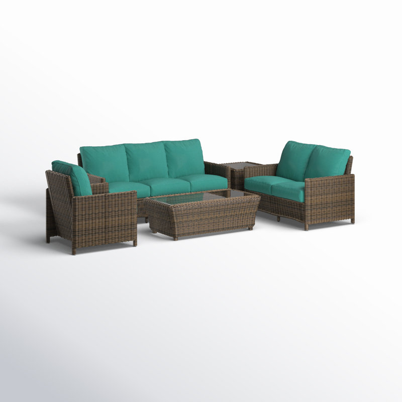 - Person Patio Conversation Set with Cushions, Aquamarine Sunbrella®