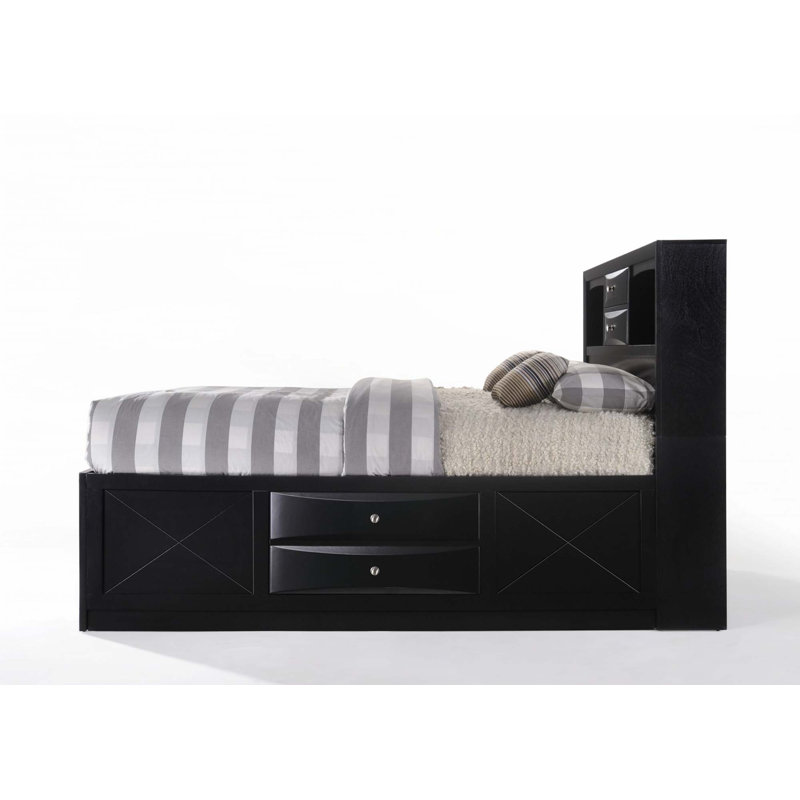 Lit avec rangement (lit seulement), Noir, Grand