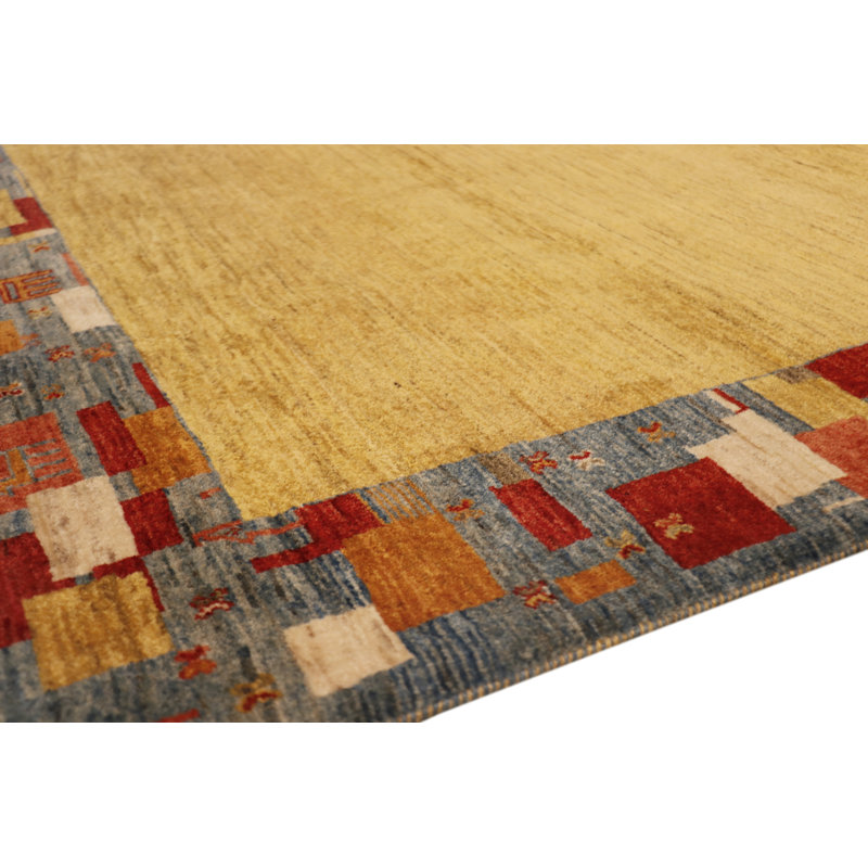 Tapis unique noué à la main or / rouge / bleu Tribal