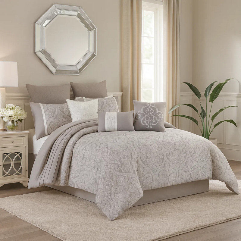 Ensemble d'édredon en microfibre , Édredon pour très grand lit + 9 pièces supplém