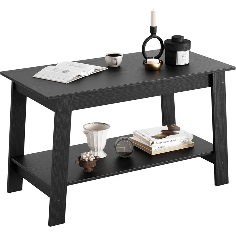 31.5 Inch Coffee Table with 2-Tier Storage, Modern Industrial Rectangular Living Room Table, Compact MDF & Particle Board Build, Durable & Easy Assembly, Ideal for Apartments & Offices