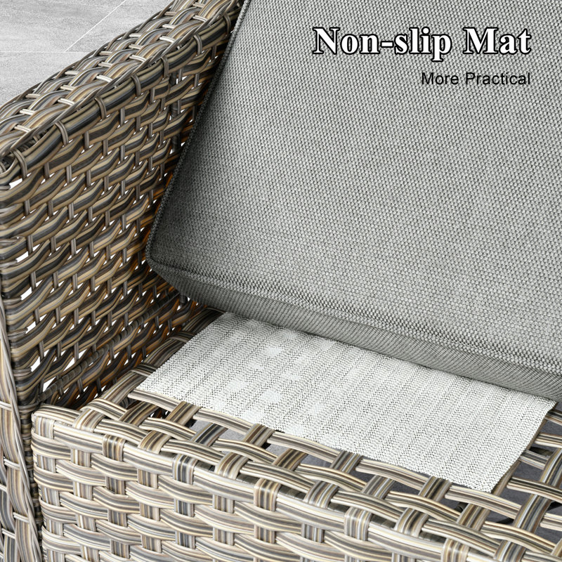 Wicker 5 - Person Patio Conversation Set with Cushions, Grey