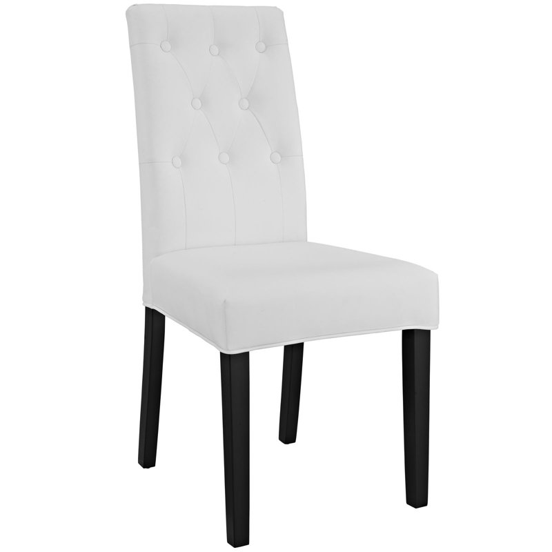 Tufted Faux Leather Upholstered Side Chair, White