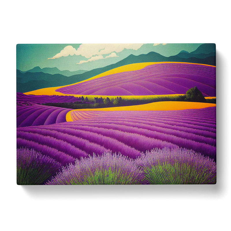 Enticing Lavender Flower Field - Wrapped Canvas, 50cm H x 76cm W x 3cm D