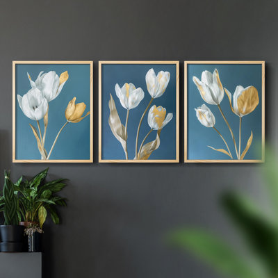 Floral Study  Series  LI  -Set Of 3 Framed Giclee Prints -Ready to Hang
