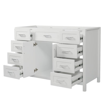 47" Bathroom Vanity without Sink, Cabinet Only, 2 Doors and 8 Drawers, Soft Close System, Classic Design