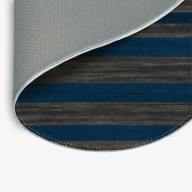 Tapis intérieur / extérieur vert HorizontalStripes, Rond 5 pi