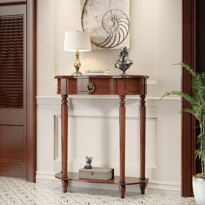 Walnut Half Moon Solid Wood Console Table