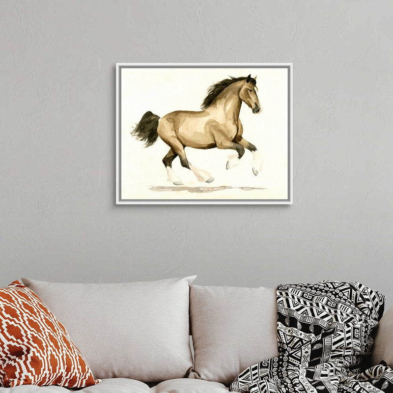 Clydesdale I, art mural sur toile, H 26 po x l 32 po x P 2 po, Toile avec cadre blanc