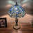 Varley Tiffany Table Lamp Blue Stained Glass Dragonfly LED Bulb Included 12"W*12"D*19"H