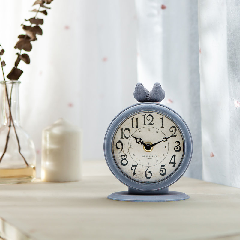 Horloge de table analogique à quartz, Gris ardoise