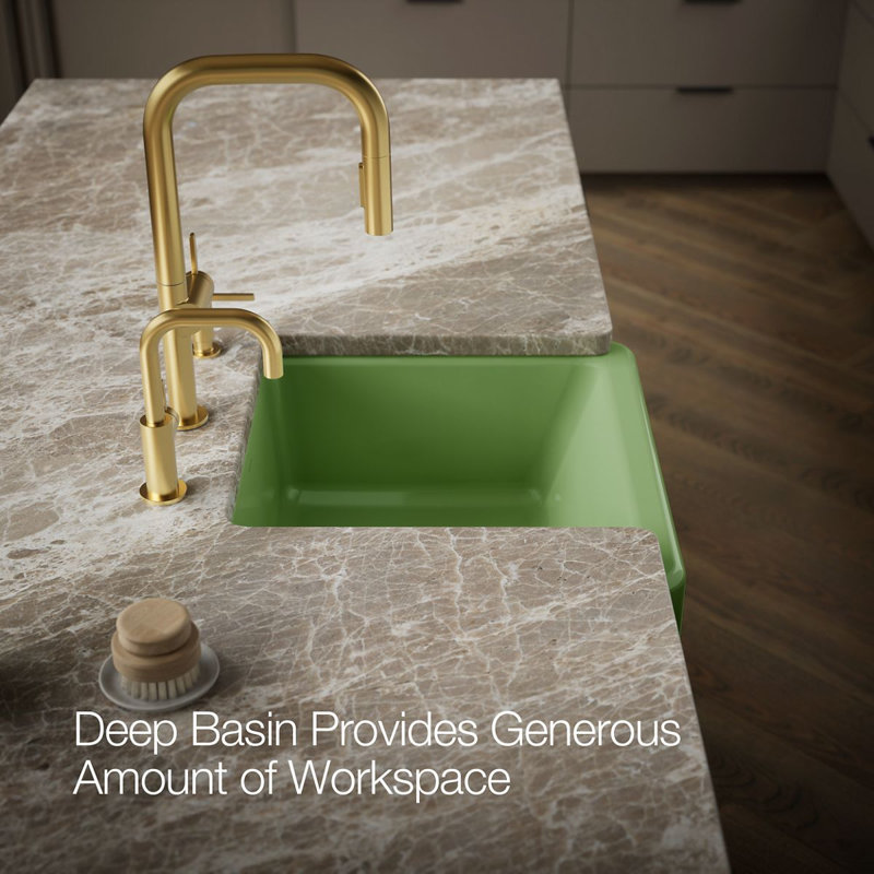 Whitehaven® Self-Trimming 23.5"L x 21.5625"W Farmhouse Kitchen Sink, Fresh Green