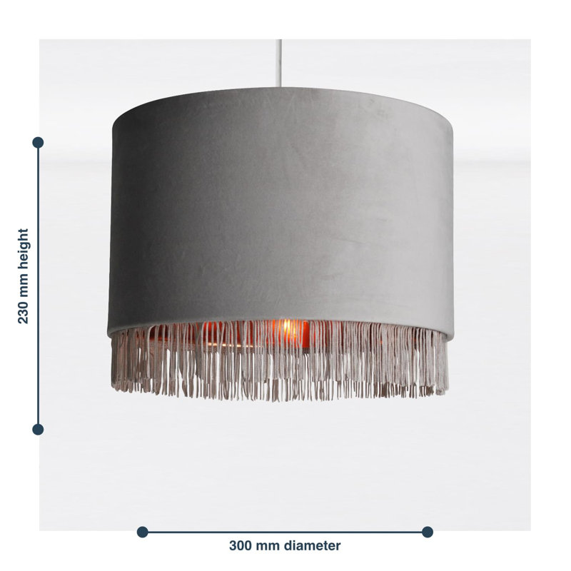 23cm H Fabric Drum Pendant Shade, Grey/Copper