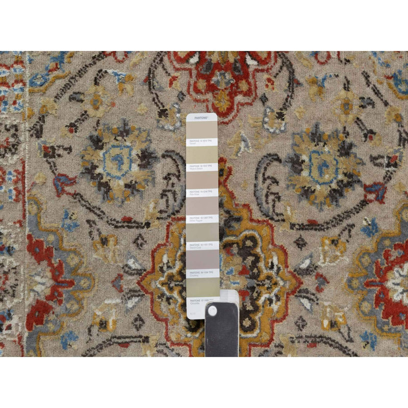 Tapis de couloir brun 2 pi 6 po x 11 pi 10 po, The SUNSET ROSETTES, noué à la main, en laine et soie pure, doux au toucher, tapis de couloir oriental