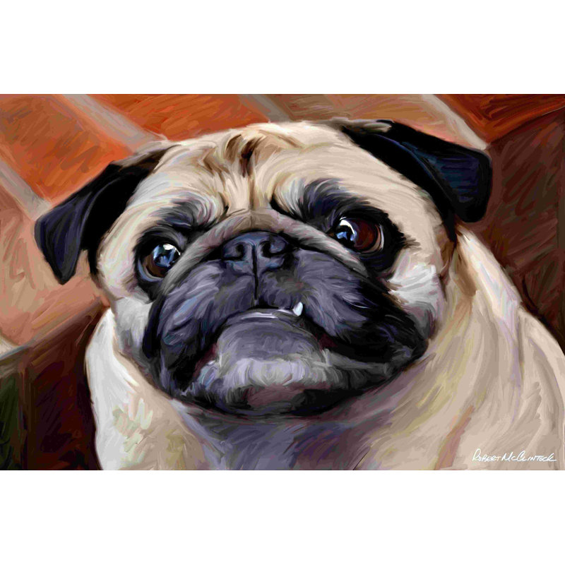 " Snaggle Pug " by Robert McClintock, 24" H x 36" W