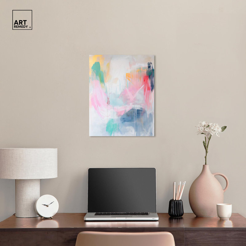 «Pale Rainbows Pastel Abstracts» par Art Remedy, H 20 po x l 16 po, Toile tendue