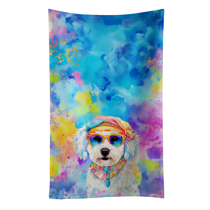 Bichon Frise Hippie Dawg Kitchen Towel