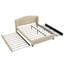 Grand lit plateforme tapissier à oreilles avec lit gigogne et compartiments de rangement sous le lit, beige