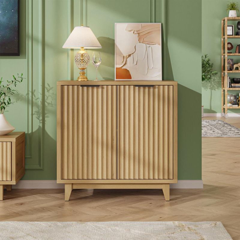 Armoire de rangement multifonctionnelle à 2 portes, H 31,5 po x l 31,5 po x P 15,7 po, Jaune
