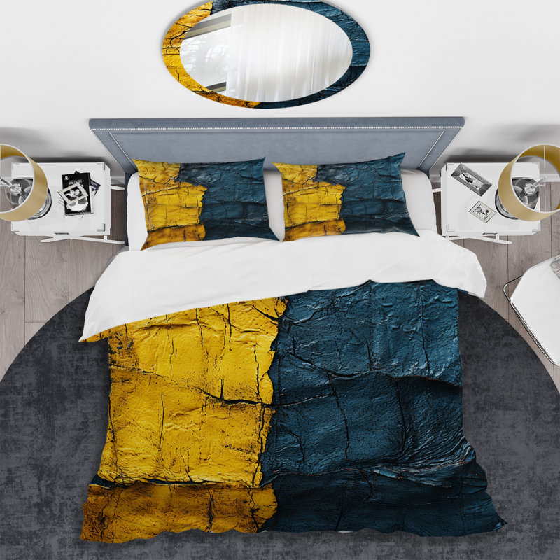Ensemble de housse de couette jaune azur, Housse de couette pour très grand lit et 2 très 