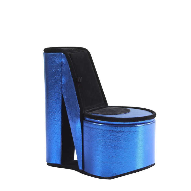 Élégante boîte à bijoux avec rangement caché, conception à talons hauts, parfaite pour la présentation