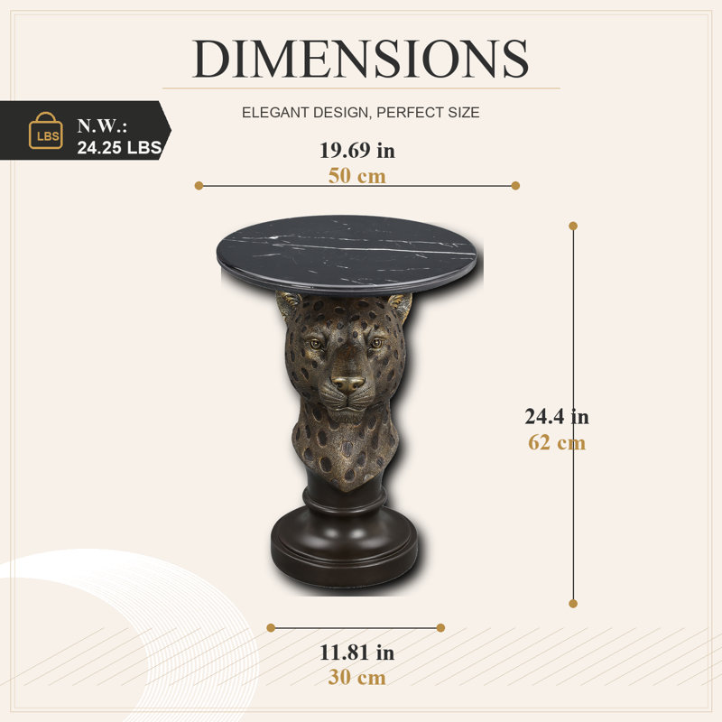 Black Leopard Pedestal Side Table