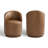 Upholstered Modern Brown Faux Leather Barrel Swivel Side Dining Chair (Set of 2)-197871048